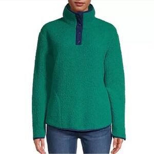 St. John's Bay Teal Teddy Jacket with Navy Accents